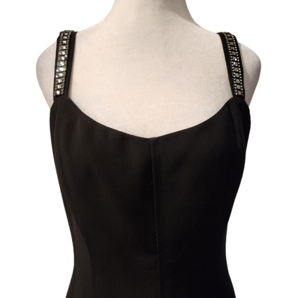 Evan Picone Black Cocktail Dress with Rhinestone Detail at Straps and Li… - Picture 2 of 8